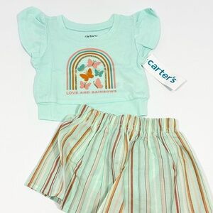 Carter's Baby Girls’ 2-Piece Skirt Outfit, Mint Green, Size 3 Months NWT